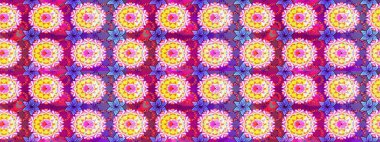 Raster illüstrasyonu. Çiçek deseni. Şatafatlı bahar bahçesi dokusu. Mor ve nötr renklerde çiçekler. Mor ve nötr renkler üzerine çiçek çizimi.