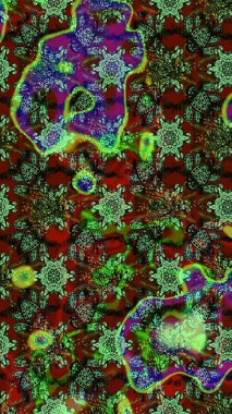 Renkli Bahar Teması eskiz kalıbı. Çiçekli çiçek deseni, suluboya. Raster illüstrasyonu. Düz Çiçek Elementleri Tasarımı. Kahverengi ve yeşil renkte çiçekler.