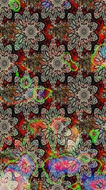 Çiçek arkaplanlı soyut zarafet eskiz deseni. Raster Güzel kumaş deseni.