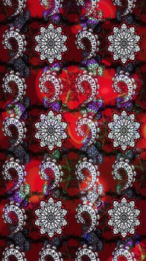 Parlak renkli çiçekleri olan ve kırmızı ve siyah renkte yaprakları olan harika bir çiçek deseni. Moda baskıları için zarif bir şablon. Modern çiçek arkaplanı. Halk stili.