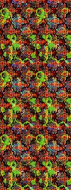 Siyah ve kahverengi renkte çiçekler. Renkli Bahar Teması eskiz kalıbı. Raster illüstrasyonundaki çiçek desenli çizim. Düz Çiçek Elementleri Tasarımı.