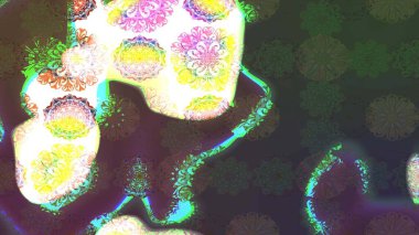 Küçük çiçekteki sevimli çiçek deseni. Yumuşak, yeşil renkli yaz çiçekleri. Raster deseni. Raster illüstrasyonu.