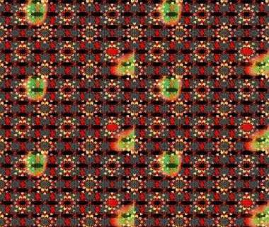 Siyah ve kırmızı renkte çiçekler. Raster illüstrasyonu. El çizimi çiçekli soyut çizim deseni.