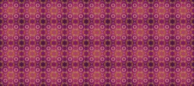 Raster illüstrasyonu. Altın şablon. Kusursuz desenli altın elementler. Kart, duvar kağıdı, ambalaj ve tekstil için klasik tasarım. Klasik çiçek dokusu. Kırmızı, pembe ve mor renkte Royal retro.