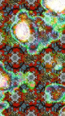 Renkli Bahar Teması eskiz kalıbı. Düz Çiçek Elementleri Tasarımı. Yeşil ve kahverengi renkli çiçekler. Güzel çiçek deseni..