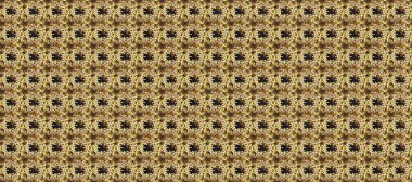 Raster illüstrasyonu. Kusursuz damaske klasik altın desen. Tekrarlayan elementlerle soyut arkaplan oluşturun. Kahverengi, bej ve nötr renklerdeki altın pürüzsüz desen altın elementlerle.