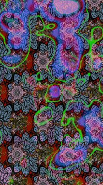 Tarafsız ve mavi renkte çiçekler. Düz Çiçek Elementleri Tasarımı. Raster illüstrasyonundaki çiçek desenli çizim. Renkli Bahar Teması çizim şablonu.