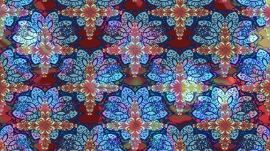 Süslü kumaş deseni. Raster illüstrasyonundaki çiçek desenli çizim. Düz Çiçek Elementleri Tasarımı. Renkli Bahar Teması çizim şablonu.