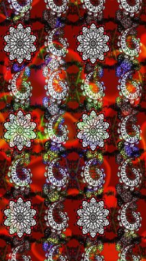 Suluboya tarzında siyah ve kırmızı renkte çiçekler. Raster illüstrasyonunda çiçek deseni çizimi.