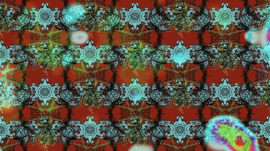 Küçük çiçekli yay deseni çiz. Suluboya tarzında kahverengi, mavi ve kırmızı renkte. Raster illüstrasyonu.