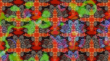 Raster illustration. Exotic flowers, botanical bright classic nature on red and brown colors. Watercolor set of vintage floral tropical natural elements.