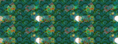 Yeşil ve mavi renkte çiçekler. Tropik çiçek desenleri. Raster illüstrasyonu.