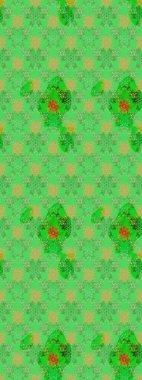 Arkaplan dokusu, duvar kağıdı, yeşil ve sarı renkli çiçek teması. Kabile sanatı boho baskısı, klasik çiçek arkaplanı. Soyut etnik raster çizim kalıbı.