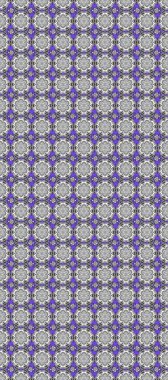 Raster el yapımı mandala, mor, gri ve beyaz renklerde renkli soyut desen.