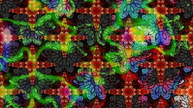 Güzel kumaş deseni. Raster suluboya deseni, narin çiçekler, yeşil ve siyah çiçekler, tebrik kartı şablonu..