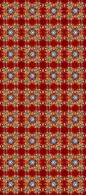 Altın element kırmızı, kahverengi ve bej renklerde. Davetiyeler, kartlar, web sayfası için Raster illüstrasyon. Altın desenli çiçek dekoru. Doğu tarzı element. Çizgi sanatı tasarım şablonu için sınırsız sınır.