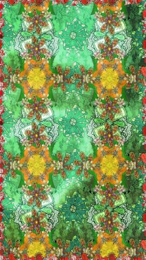 Raster stili kumaş deseni. Çiçekler suluboya çizim deseni.