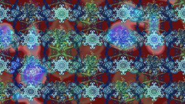 Mavi, kahverengi ve kırmızı renklerde güzel bir tekstil. Suluboya çiçekli çiçek deseni. Raster illüstrasyonu.