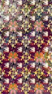 Kahverengi ve bej renkli çiçekler. Raster illüstrasyonu. Tropikal çizim çiçek deseni.