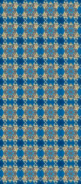 Raster illüstrasyonu. Kusursuz ortaçağ çiçek deseni. Dekoratif simetri arabesk. Doğum günü kartı, davetiye ya da afiş için iyidir. Altın maviye, gri ve bej renklere.