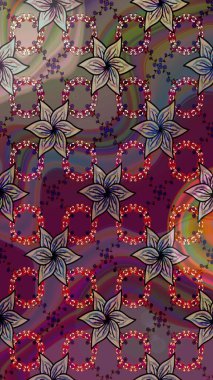 Raster düz çiçek çizim deseni. Hediye ambalaj kağıdı, tebrik kartları, posterler ve pankart tasarımı. Kahverengi renkte çiçekler.