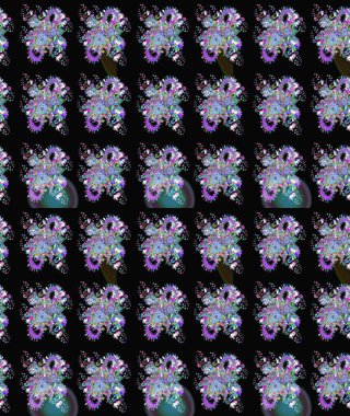 Çiçek tasarımı için inanılmaz bir kolaj cenneti tarzı. Parlak çiçekli kolaj çiçekleri siyah ve mavi. Çiçekli zambaklar eskiz arka planı.