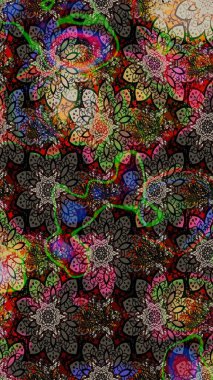 Raster Henna dövme stili. Kızılderili desenli desenli desenli şal deseni. Tekstil, tebrik kartı, boyama kitabı, telefon kılıfı baskısı için kullanılabilir. Etnik Mandala süsü.