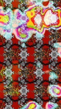 Çiçek desenli eskiz. Renkli Bahar Teması eskiz kalıbı. Gri ve kırmızı renkte çiçekler. Düz Çiçek Elementleri Tasarım Raster illüstrasyonu.