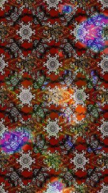 Güzel kumaş deseni. Raster illüstrasyonu. Kahverengi ve gri renklerde. Raster illüstrasyonunda çiçek deseni çizimi.