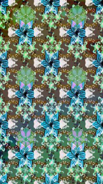 Raster - stok. Vadinin yeşil ve mavi renkli çiçekleri. Eskiz arkaplan modeli. Suluboya, elle çizilmiş.