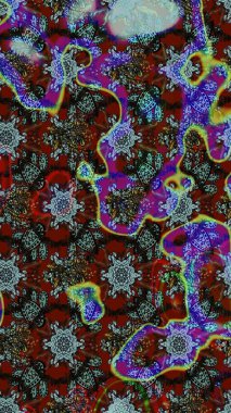 Yumuşak, bahar çiçekleri kahverengi ve mavi renklerde. Çiçek ve yapraklı karalama şeklinde Raster çiçek deseni. Raster illüstrasyonu.