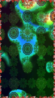 Raster illüstrasyonunda kusursuz çiçek deseni. Süslü kumaş deseni. Düz Çiçek Elementleri Tasarımı. Renkli Bahar Teması Kusursuz Arkaplan.