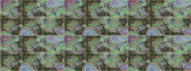 Yeşil renkte etnik çiçeklerle kusursuz bir desen. Asya Tekstil 'inde Raster Çiçek İllüstrasyonu.