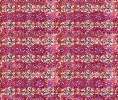 El çizimi çiçekli, soyut, pürüzsüz desen. Raster illüstrasyonu. Pembe ve mor renkte çiçekler.