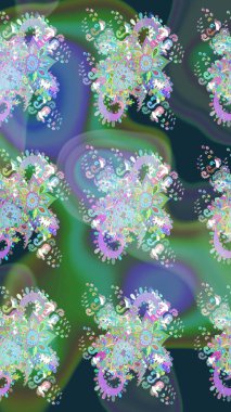 Sabıka fotoğraflarında, bebek kıyafetlerinde, duvar kâğıtlarında, paket kutularında falan kullanılabilir. Zarif, parlak ve eskiz yeşil çiçek deseni tasarımı.