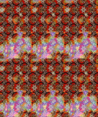 Soyut etnik raster çizim kalıbı. Vadinin çiçekleri kahverengi renklerde. Çiçekler..