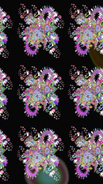 Renkli siyah ve yeşil çizim deseni. Tekstil ve kapak tasarımı için mükemmel. Doodle tarzı. Elle çizilmiş sonbahar çiçeği deseni. Siyah ve yeşil renkte çiçekler.