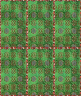 Çiçekli karalama şeklinde Raster çiçek deseni. Yumuşak, bahar çiçekli arka plan. Yeşil ve kahverengi renkte çiçekler.