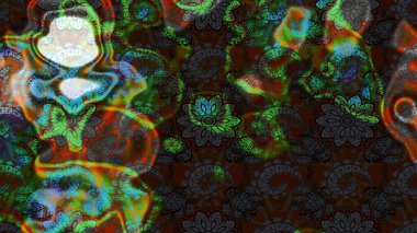 Gri ve kahverengi renkli çiçekler. Şirin çiçek elementleri. Raster illüstrasyonu. Çizim.