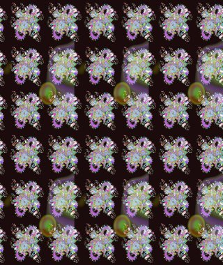 Çiçeksel elementlerle süslenmiş zarif raster dokusu. Gri renkler ve parlak çiçekler üzerine soyut çizim deseni. Küçük çiçekte şirin bir çiçek deseni var..