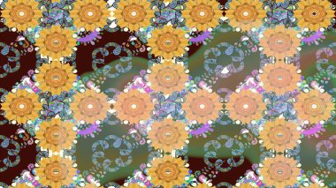 Küçük çiçekteki sevimli çiçek deseni. Bej renklerde. Soyut çiçek çizim kalıbı arka planı. Raster illüstrasyonu. Raster deseni.