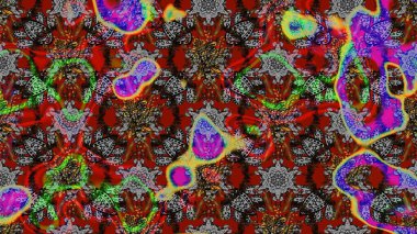 Gri ve kırmızı renklerde. Güzel kumaş deseni. Raster illüstrasyonu. Raster illüstrasyonunda çiçek deseni çizimi.