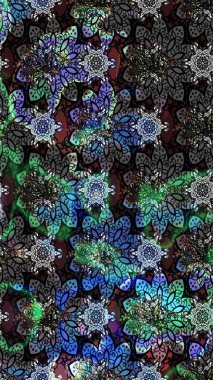 Tekstil, kumaş, kapaklar, duvar kağıtları, baskı, naylon, koleksiyon defteri, örgü, dekupaj için güzel bir eskiz. Küçük siyah ve gri renkte güzel bir besin torbası deseni, çiçekler. Millefleurlar.