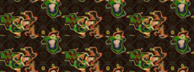 Raster illüstrasyonu. Yumuşak, bahar çiçekleri kahverengi ve gri renklerde. Yaprak ve çiçeklerin suluboya resimleri, kahverengi ve gri renkler üzerine çizimler..