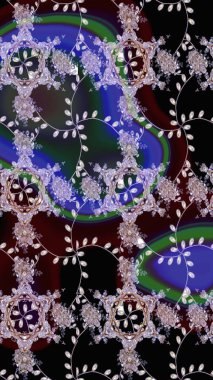 Asya tekstil tarzında. Siyah renkli çiçekler. Raster illüstrasyonu. Raster illüstrasyonu. Çiçek desenini çiz.