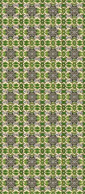 Barok tarzında altın çiçek süsü. Altın element yeşil, gri ve bej renklerde. Damask arkaplanı tekerrür ediyor. Antika altın tekrarlanabilir duvar kağıdı.