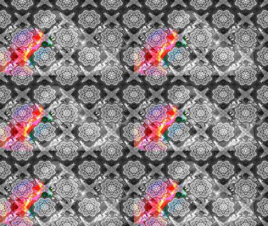 Çiçekli çiçek deseni, suluboya. Gri renkli çiçekler. Renkli bahar temalı eskiz kalıbı. Düz Çiçek Elementleri Tasarım Raster illüstrasyonu.