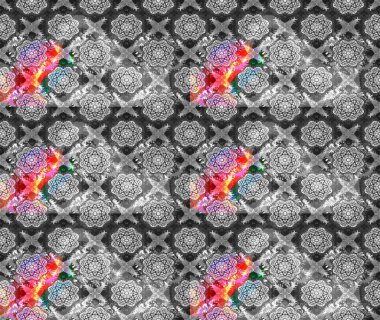 Çiçekli çiçek deseni, suluboya. Gri renkli çiçekler. Renkli bahar temalı eskiz kalıbı. Düz Çiçek Elementleri Tasarım Raster illüstrasyonu.