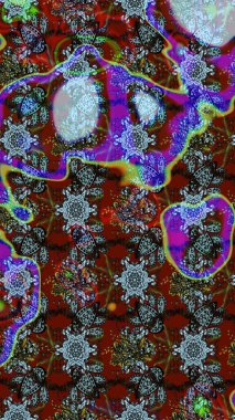 Modern stil dokusu. Çiçek desenli raster, kahverengi ve kırmızı çizgi grafik deseni soyut raster arkaplan.