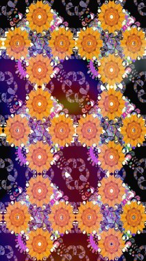 Şirin çiçek elementleri. Raster illüstrasyonu. Düz Çiçek Elementleri Tasarımı. Renkli Bahar Teması eskiz kalıbı. Çizim deseni Modaya uygun kumaş deseni.